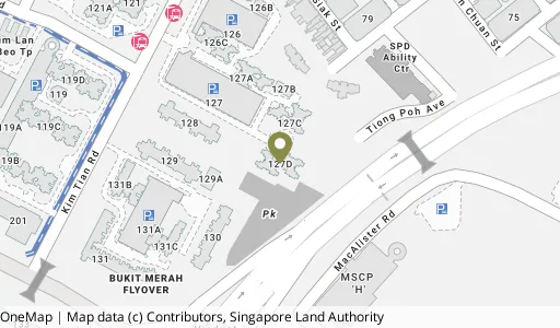 Location map of Blk 127D Kim Tian Rd, a HDB resale block in Bukit Merah, Singapore
