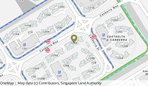 Location map of Blk 128A Canberra St, a HDB resale block in Sembawang, Singapore