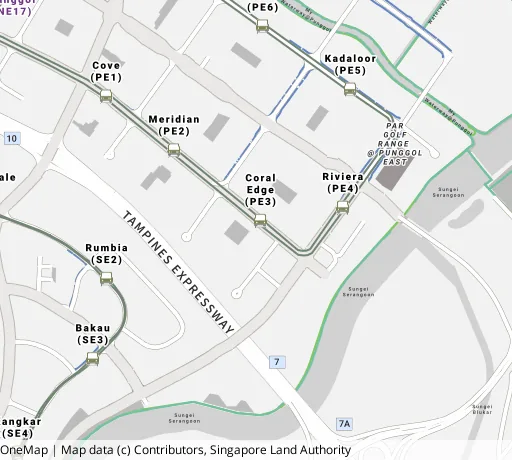 Map of the area around Blk 128A Punggol Field Walk in Punggol, showing 400 m and 1 km rings and 6 primary schools within 1 km