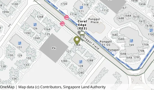 Location map of Blk 128A Punggol Field Walk, a HDB resale block in Punggol, Singapore
