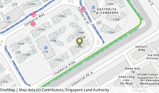 Location map of Blk 128C Canberra St, a HDB resale block in Sembawang, Singapore