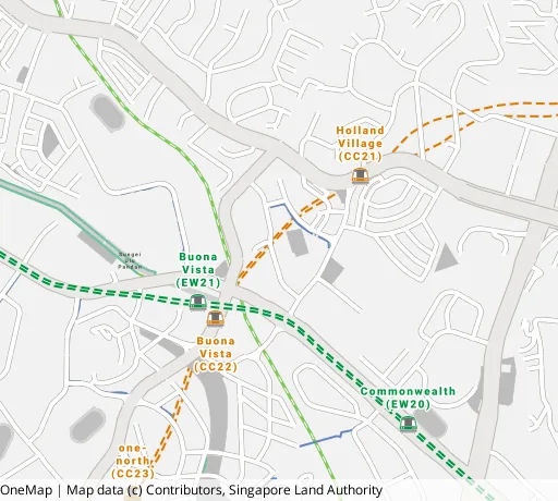 Map of the area around Blk 13 Holland Dr in Queenstown, showing 400 m and 1 km rings and 4 hawker centres within 1 km