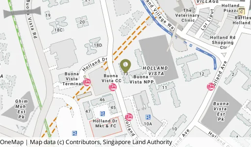 Location map of Blk 13 Holland Dr, a HDB resale block in Queenstown, Singapore