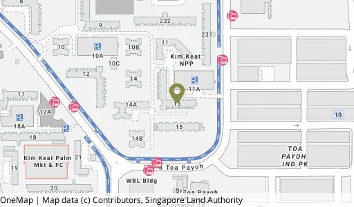 Location map of Blk 13 Lor 7 Toa Payoh, a HDB resale block in Toa Payoh, Singapore
