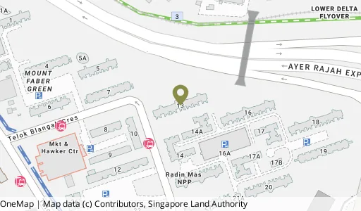Location map of Blk 13 Telok Blangah Cres, a HDB resale block in Bukit Merah, Singapore