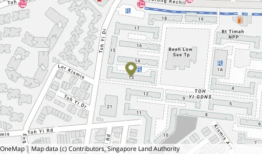 Location map of Blk 13 Toh Yi Dr, a HDB resale block in Bukit Timah, Singapore