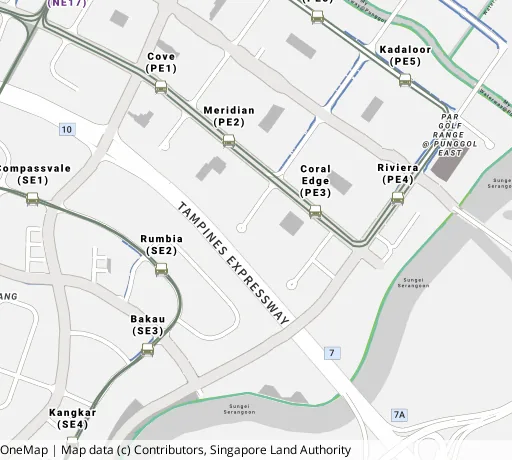 Map of the area around Blk 130 Edgedale Plains in Punggol, showing 400 m and 1 km rings and 5 primary schools within 1 km