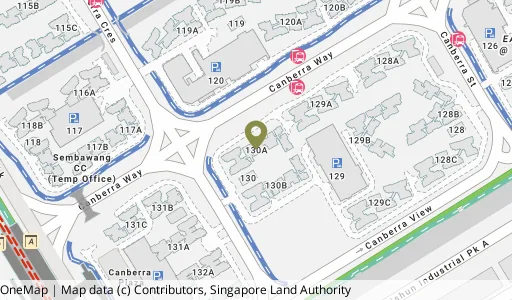 Location map of Blk 130A Canberra Cres, a HDB resale block in Sembawang, Singapore