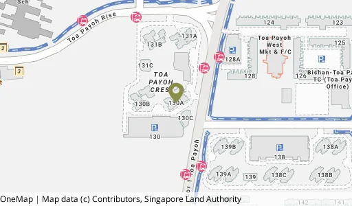 Location map of Blk 130A Lor 1 Toa Payoh, a HDB resale block in Toa Payoh, Singapore