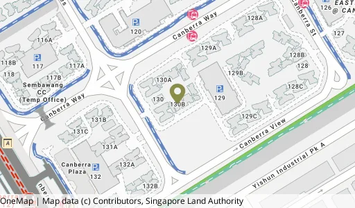 Location map of Blk 130B Canberra Cres, a HDB resale block in Sembawang, Singapore