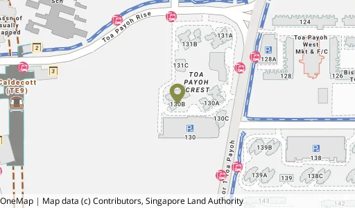 Location map of Blk 130B Lor 1 Toa Payoh, a HDB resale block in Toa Payoh, Singapore
