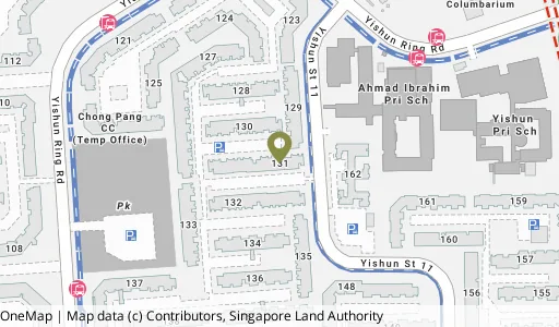 Location map of Blk 131 Yishun St 11, a HDB resale block in Yishun, Singapore