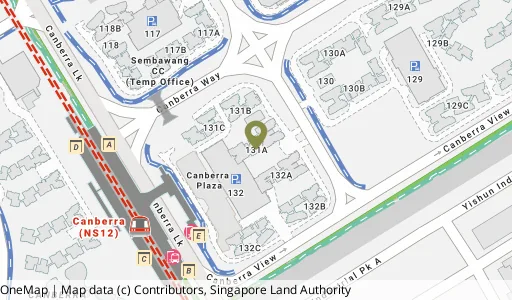 Location map of Blk 131A Canberra Cres, a HDB resale block in Sembawang, Singapore