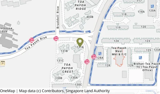 Location map of Blk 131A Lor 1 Toa Payoh, a HDB resale block in Toa Payoh, Singapore