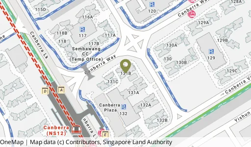 Location map of Blk 131B Canberra Cres, a HDB resale block in Sembawang, Singapore