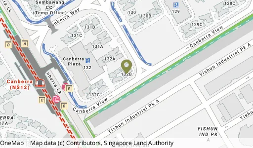Location map of Blk 132B Canberra View, a HDB resale block in Sembawang, Singapore