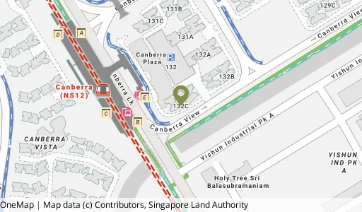Location map of Blk 132C Canberra View, a HDB resale block in Sembawang, Singapore