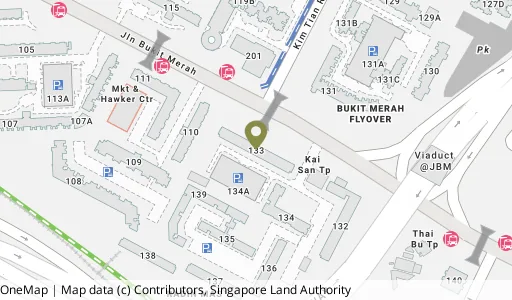 Location map of Blk 133 Jln Bt Merah, a HDB resale block in Bukit Merah, Singapore