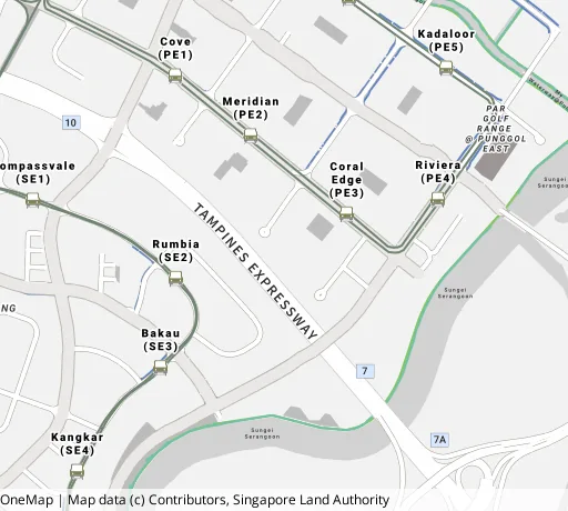 Map of the area around Blk 134 Edgedale Plains in Punggol, showing 400 m and 1 km rings and 6 primary schools within 1 km
