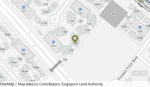 Location map of Blk 134 Edgedale Plains, a HDB resale block in Punggol, Singapore