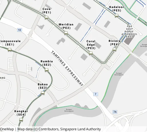 Map of the area around Blk 135 Edgedale Plains in Punggol, showing 400 m and 1 km rings and 6 primary schools within 1 km