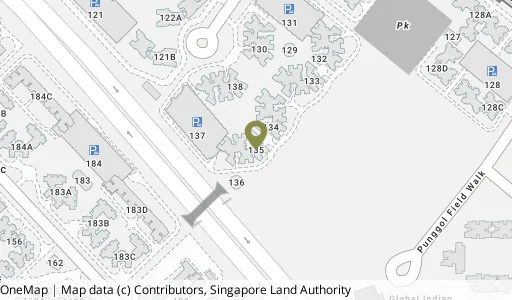 Location map of Blk 135 Edgedale Plains, a HDB resale block in Punggol, Singapore