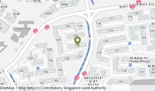 Location map of Blk 136 Bt Batok West Ave 6, a HDB resale block in Bukit Batok, Singapore
