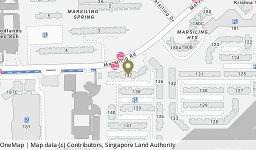 Location map of Blk 137 Marsiling Rd, a HDB resale block in Woodlands, Singapore