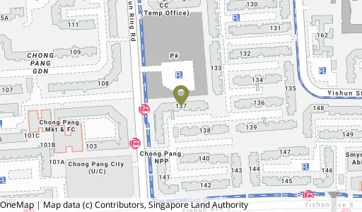 Location map of Blk 137 Yishun Ring Rd, a HDB resale block in Yishun, Singapore