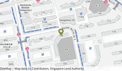 Location map of Blk 138 Bedok Nth St 2, a HDB resale block in Bedok, Singapore