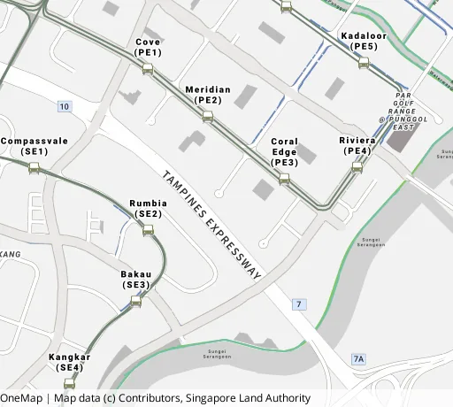 Map of the area around Blk 138 Edgedale Plains in Punggol, showing 400 m and 1 km rings and 6 primary schools within 1 km