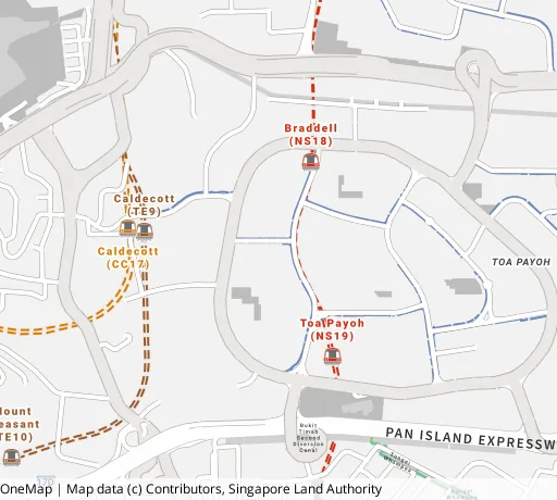 Map of the area around Blk 138A Lor 1a Toa Payoh in Toa Payoh, showing 400 m and 1 km rings and 3 primary schools within 1 km