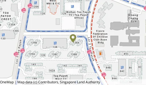 Location map of Blk 138A Lor 1a Toa Payoh, a HDB resale block in Toa Payoh, Singapore