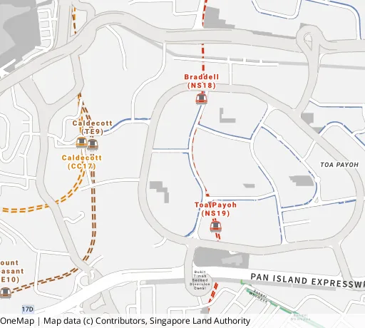 Map of the area around Blk 138B Lor 1a Toa Payoh in Toa Payoh, showing 400 m and 1 km rings and 3 primary schools within 1 km