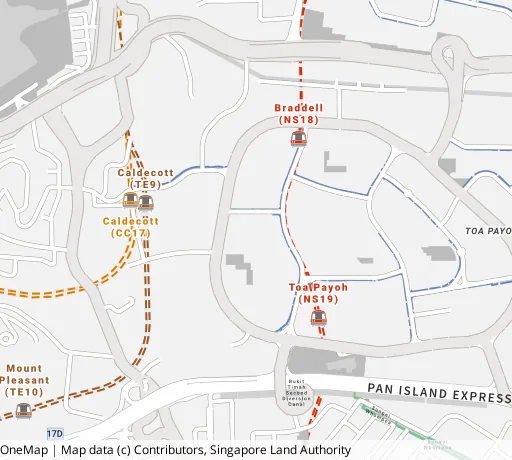 Map of the area around Blk 138C Lor 1a Toa Payoh in Toa Payoh, showing 400 m and 1 km rings and 3 primary schools within 1 km