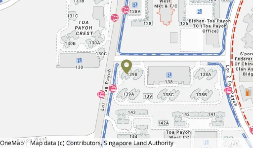 Location map of Blk 139B Lor 1a Toa Payoh, a HDB resale block in Toa Payoh, Singapore