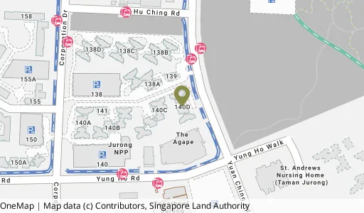 Location map of Blk 140D Corporation Dr, a HDB resale block in Jurong West, Singapore