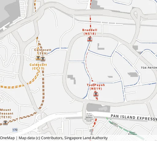 Map of the area around Blk 142 Lor 2 Toa Payoh in Toa Payoh, showing 400 m and 1 km rings and 3 primary schools within 1 km