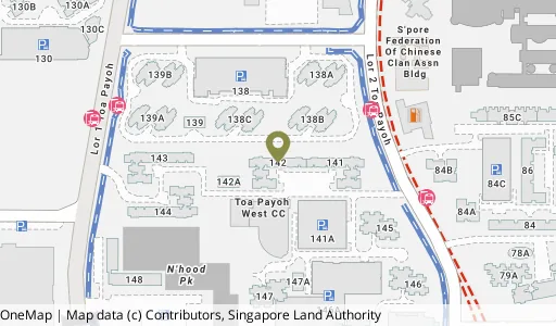 Location map of Blk 142 Lor 2 Toa Payoh, a HDB resale block in Toa Payoh, Singapore