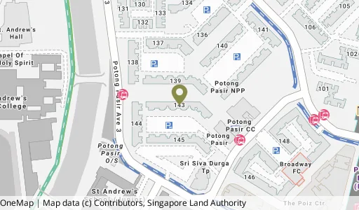 Location map of Blk 143 Potong Pasir Ave 2, a HDB resale block in Toa Payoh, Singapore