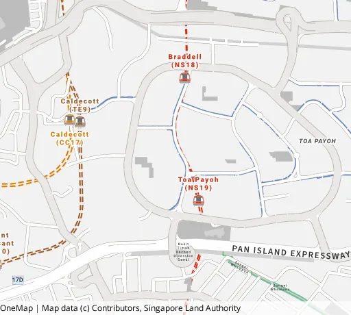 Map of the area around Blk 145 Lor 2 Toa Payoh in Toa Payoh, showing 400 m and 1 km rings and 3 primary schools within 1 km