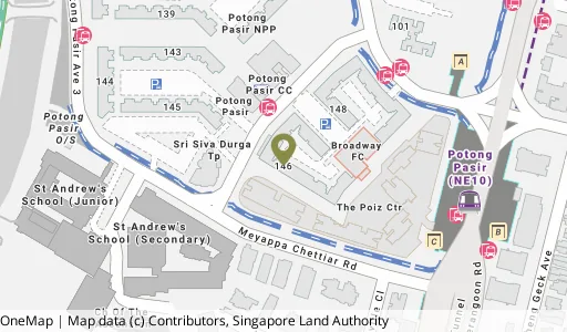 Location map of Blk 146 Potong Pasir Ave 1, a HDB resale block in Toa Payoh, Singapore