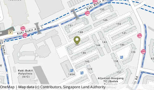 Location map of Blk 147 Bedok Reservoir Rd, a HDB resale block in Bedok, Singapore