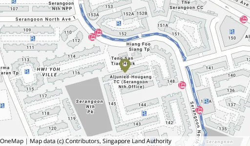 Location map of Blk 147 Serangoon Nth Ave 1, a HDB resale block in Serangoon, Singapore
