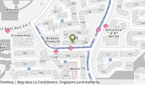 Location map of Blk 148 Bt Batok West Ave 6, a HDB resale block in Bukit Batok, Singapore