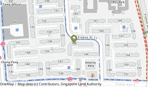 Location map of Blk 148 Yishun St 11, a HDB resale block in Yishun, Singapore
