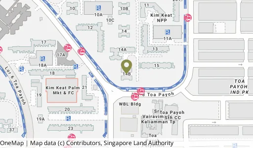 Location map of Blk 14B Lor 7 Toa Payoh, a HDB resale block in Toa Payoh, Singapore