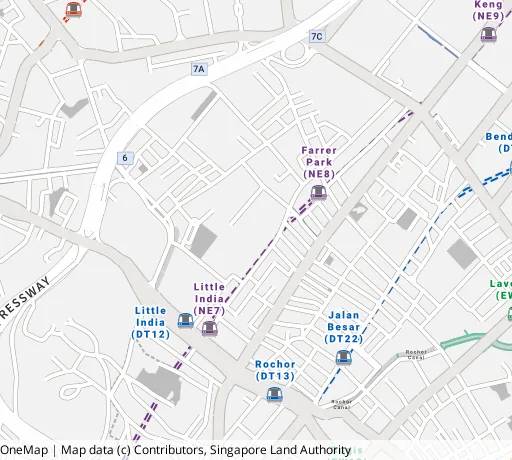 Map of the area around Blk 15 Farrer Pk Rd in Kallang/Whampoa, showing 400 m and 1 km rings and 1 primary school within 1 km