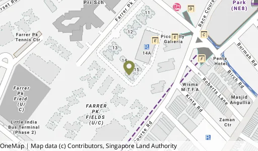 Location map of Blk 15 Farrer Pk Rd, a HDB resale block in Kallang/Whampoa, Singapore