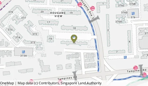 Location map of Blk 15 Hougang Ave 3, a HDB resale block in Hougang, Singapore
